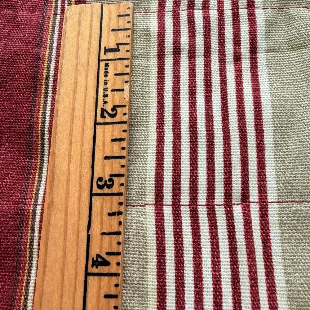 Custom Window Valance Red Gold Stripe 78 x 18 Lined Button Accent